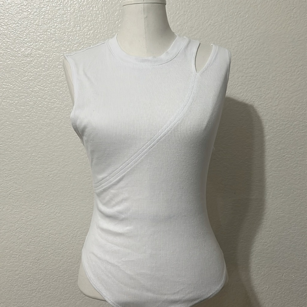 7 For All Mankind white cutout bodysuit size medium